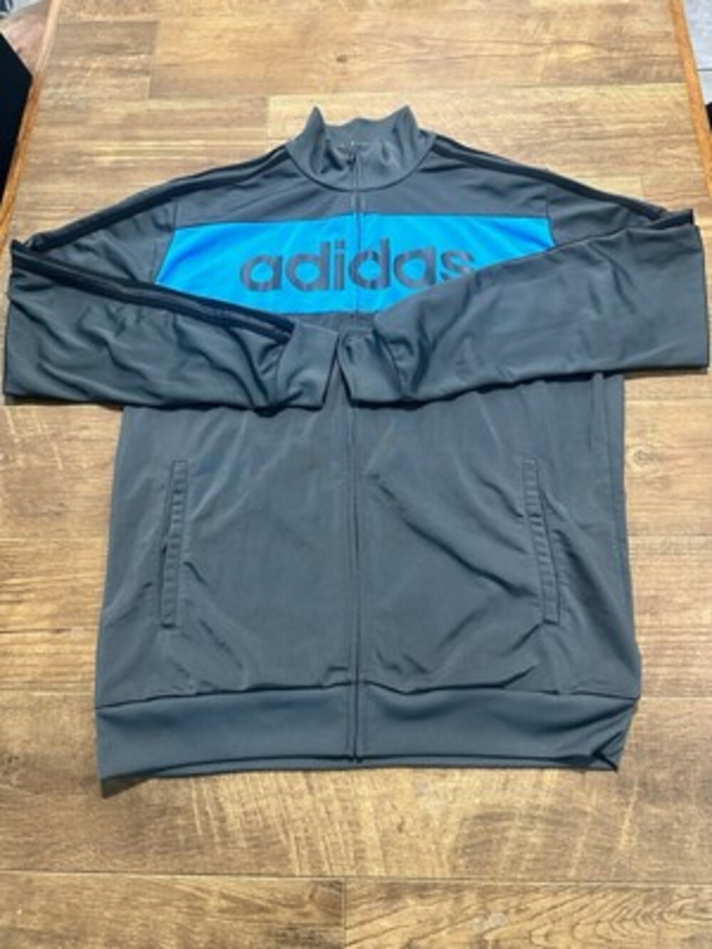 Adidas Track Suit Gray And Blue Jacket Mens Size Large